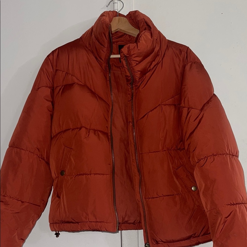Fashion Nova Brown Puffer Jacket with Quilted Design